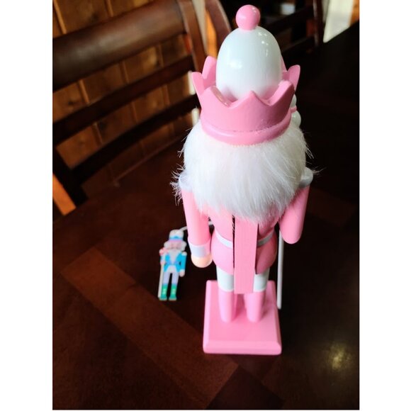 Pink Christmas Nutcracker Soldier Holiday Decor Wooden Statue Xmas Decoration - Picture 9 of 12